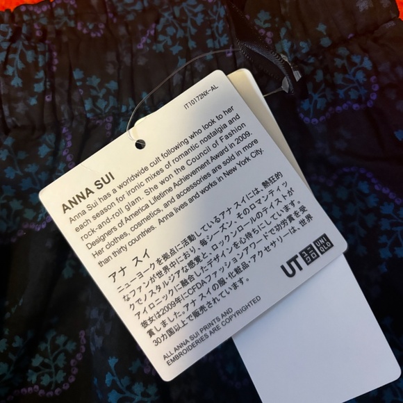 Anna Sui and Uniqlo collab black, blue and purple tiered peasant long skirt NWT - Picture 8 of 10